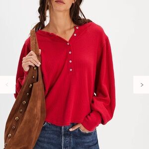 Red Button-Up Women's Top